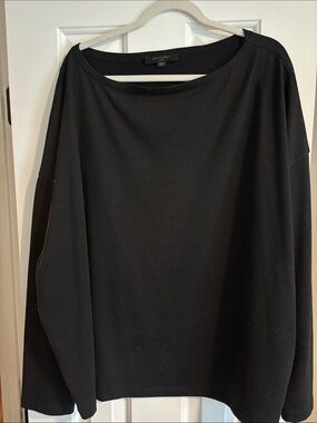 All Saints Black Oversized Long Sleeve Top